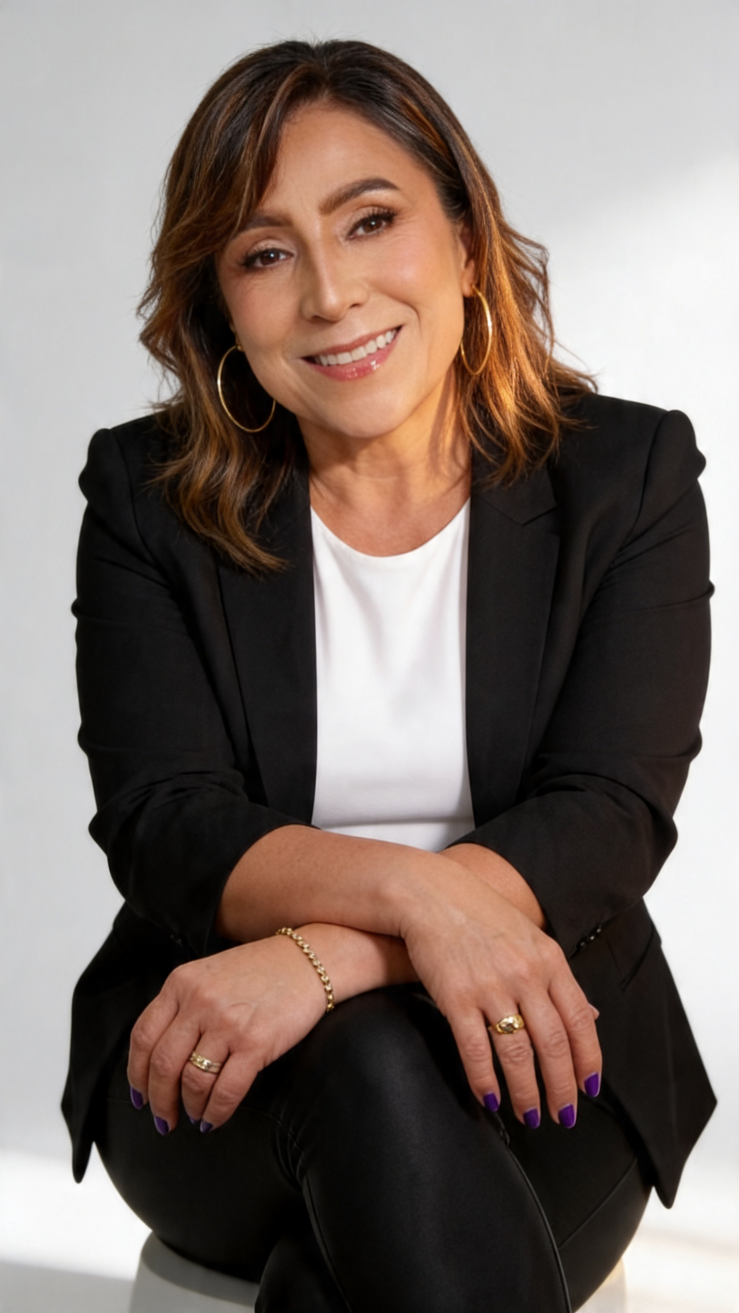 Avatar IA hiperrealista — dona professional asseguda