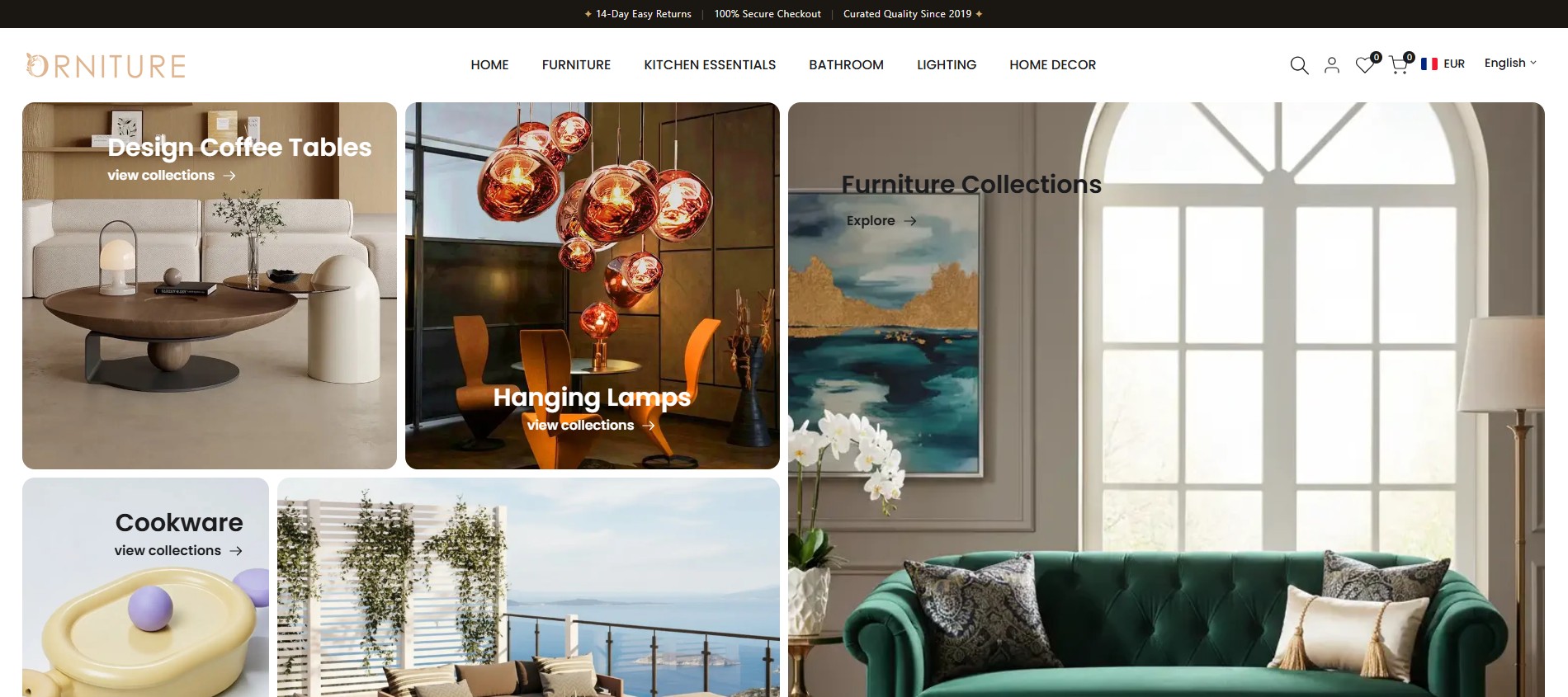 Orniture.com desktop view - Furniture and design e-commerce website