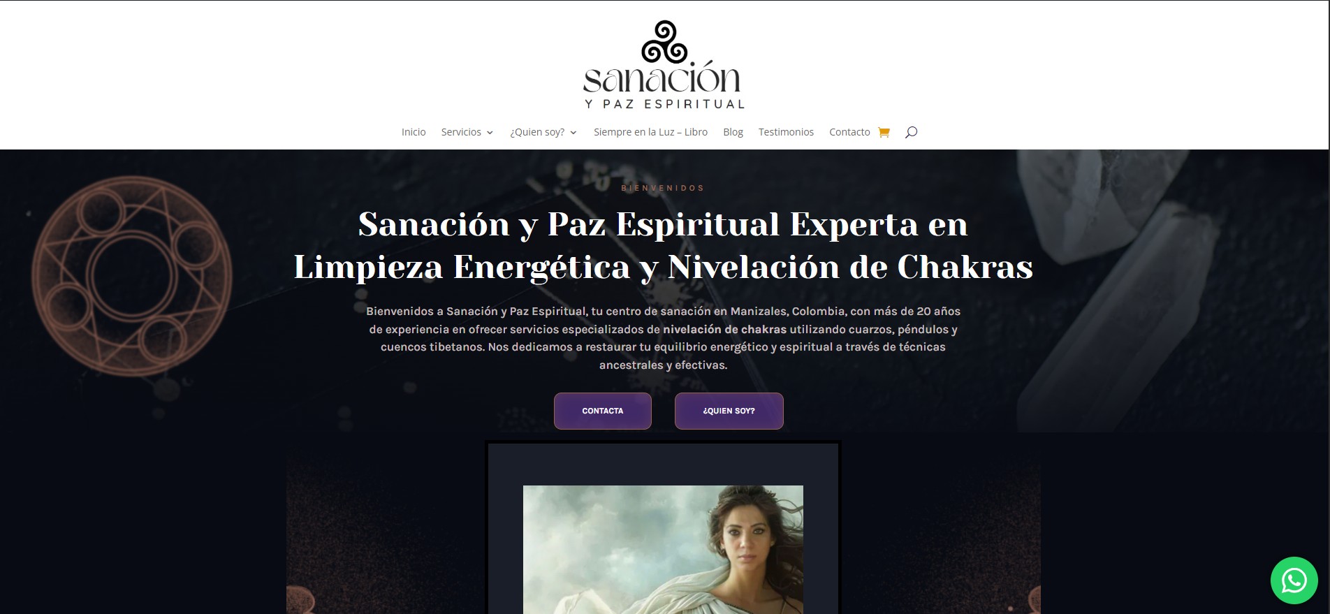 Sanacion y Paz Espiritual desktop view - Wellness and spiritual healing website