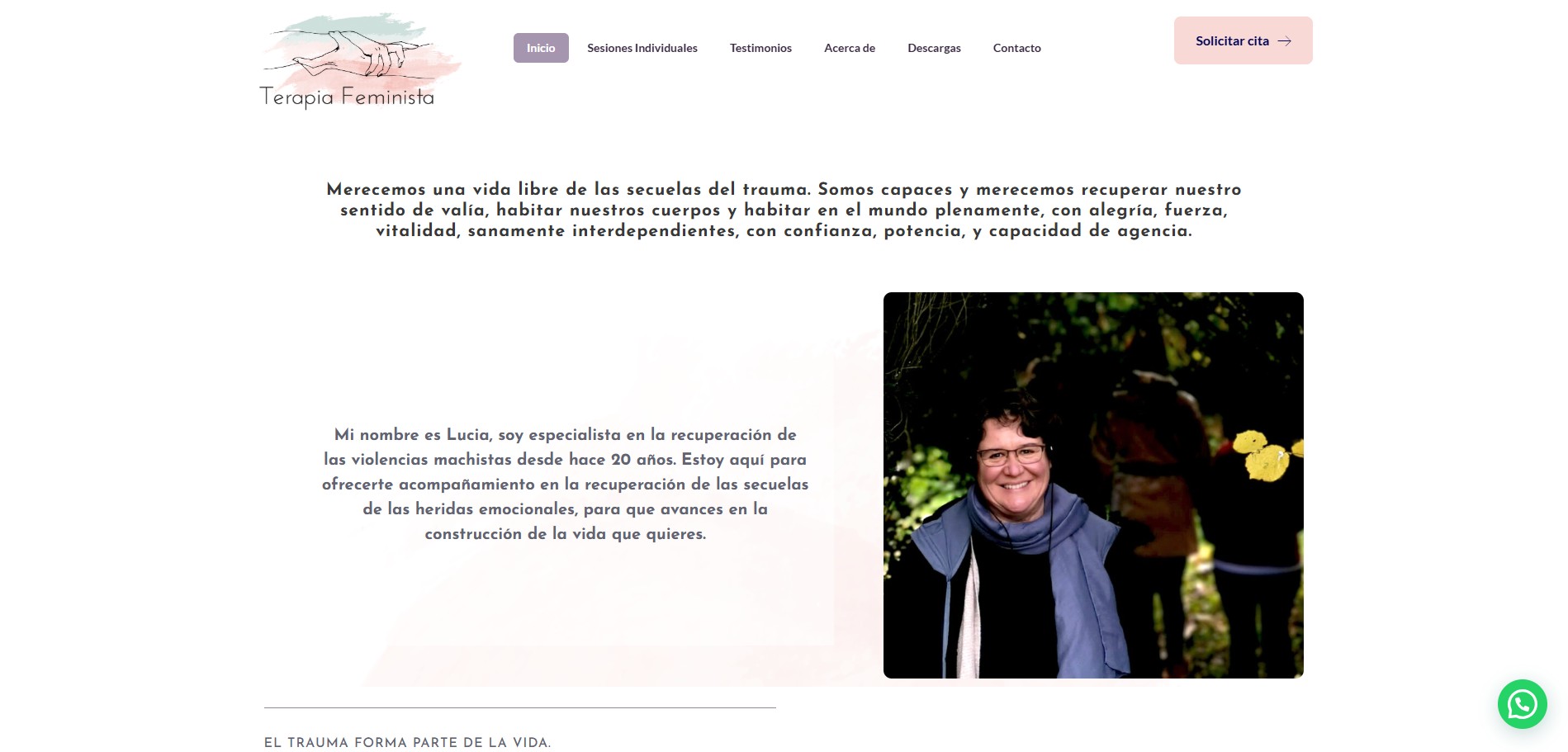Terapia Feminista desktop view — Feminist therapy and psychology website