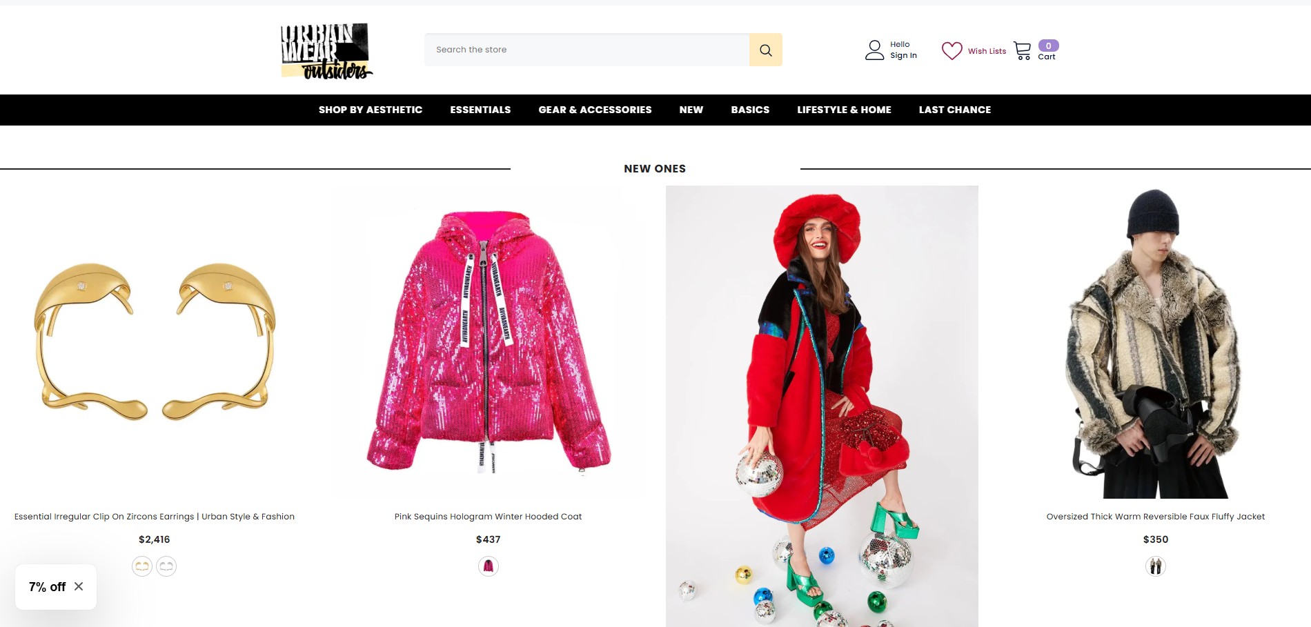 Urban Wear Outsiders desktop view - Streetwear fashion e-commerce website